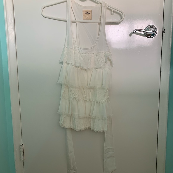 Women’s Ruffled White Top with Adjustable Waist Belt - Picture 1 of 4